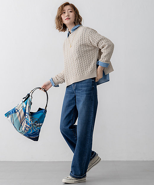 Oggi3月号掲載／洗える】コットンギマ ケーブル ニット