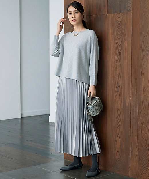 洗える】ソフトウールハイゲージボートネック ニット