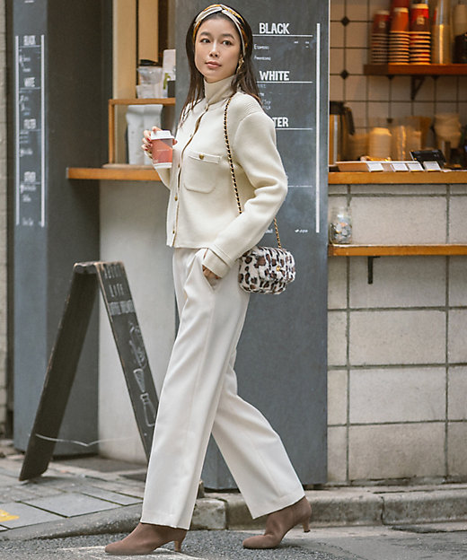 杏さん着用／洗える】コットンリリー ニットジャケット