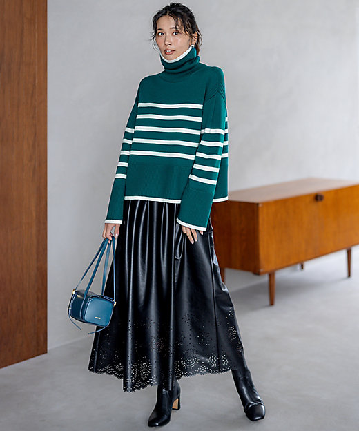 洗える】ウールミドルゲージ ボーダー ニット（KRWWSW0555