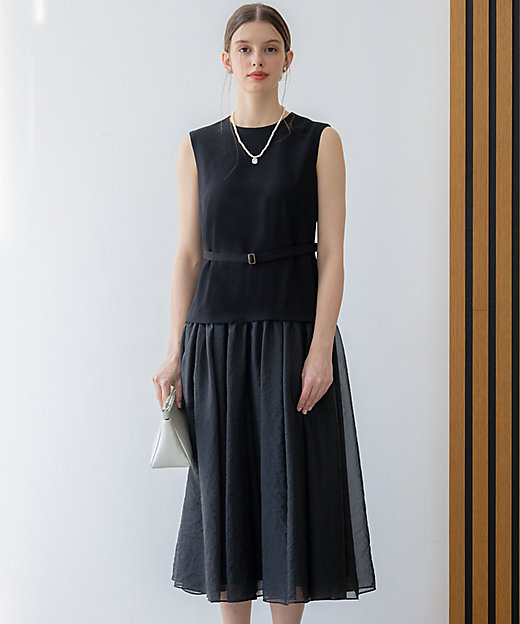 APPLAUDIR】クリアジョーゼットコンビ ドレス