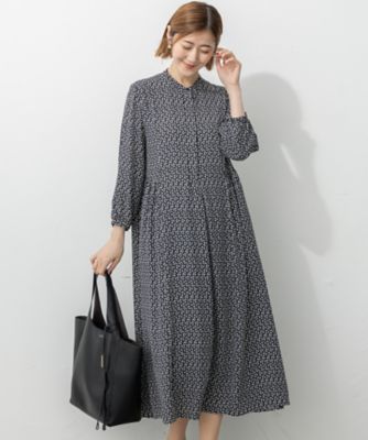 洗える】モダンジオメトリックプリント ワンピース