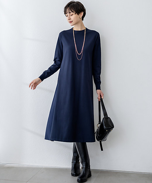 洗える／吊り干しOK】レーヨンストレッチ バックデザイン ニット