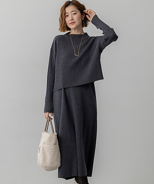 洗える】レイヤードニットツイン ワンピース（OPWOGW0564