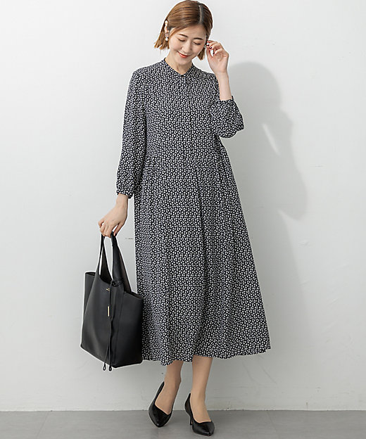 洗える】モダンジオメトリックプリント ワンピース