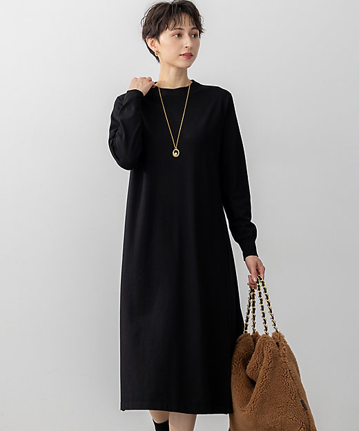 洗える／吊り干しOK】レーヨンストレッチ バックデザイン ニット