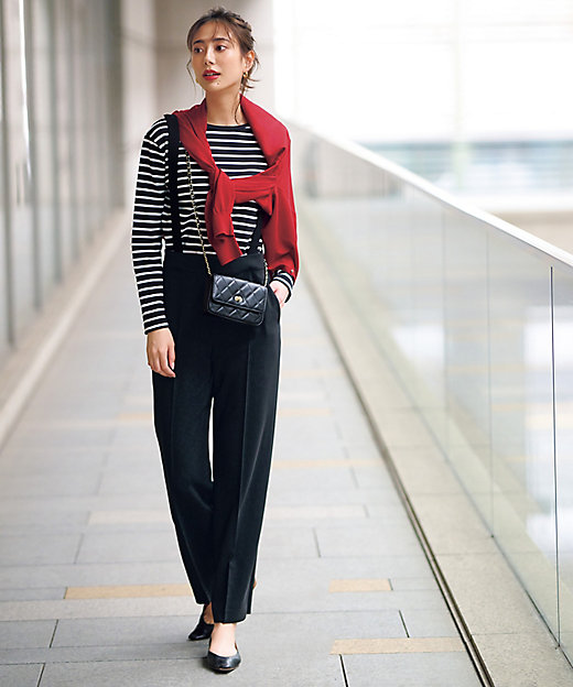 蛯原友里さん着用】トリアセダブルクロス ワイドストレート パンツ