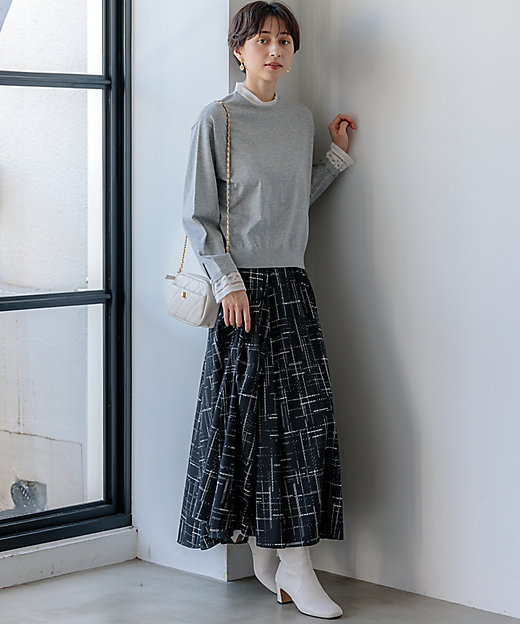 洗える】モノクロトーンプリント スカート（SKWOGS0014