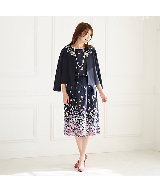 吹き上げフラワー刺繍ワンピース（51011504） | Rose Tiara