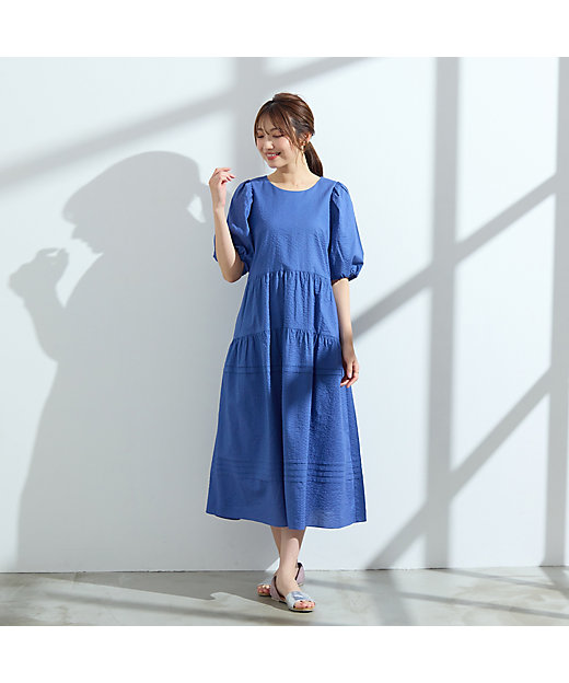 接触冷感／コットン100％／イージケア】ミラクルウェーブワンピース