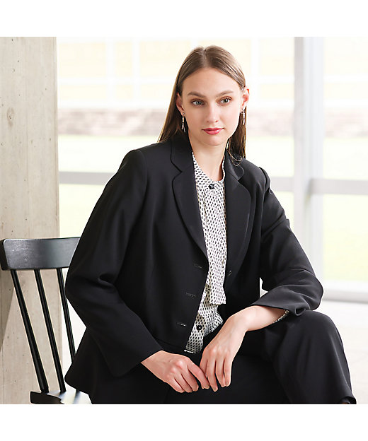 バックサテンジョーゼット テーラードジャケット［セットアップ可