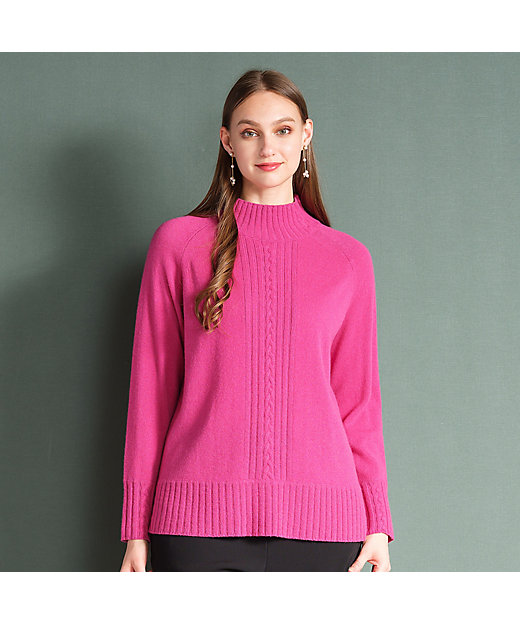 Selection】カシミヤ ハイネックプルオーバーニット