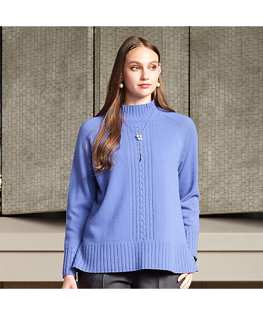 Selection】カシミヤ ハイネックプルオーバーニット