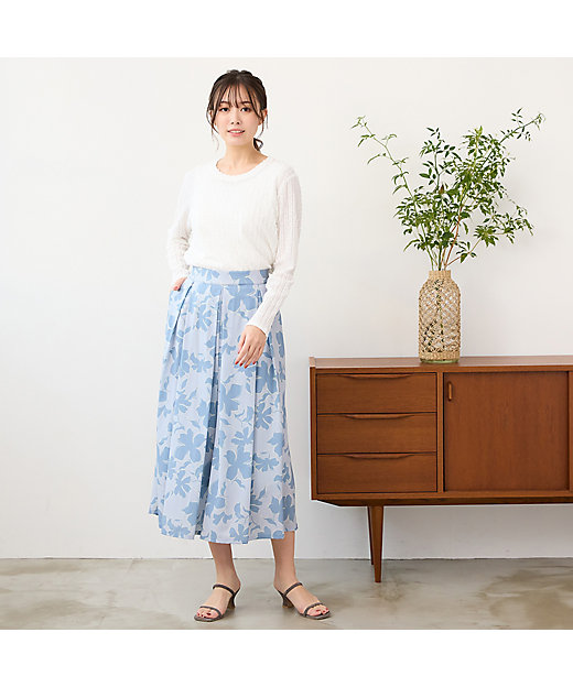 手洗いOK・セットアップ対応】フラワープリントキュロットパンツ