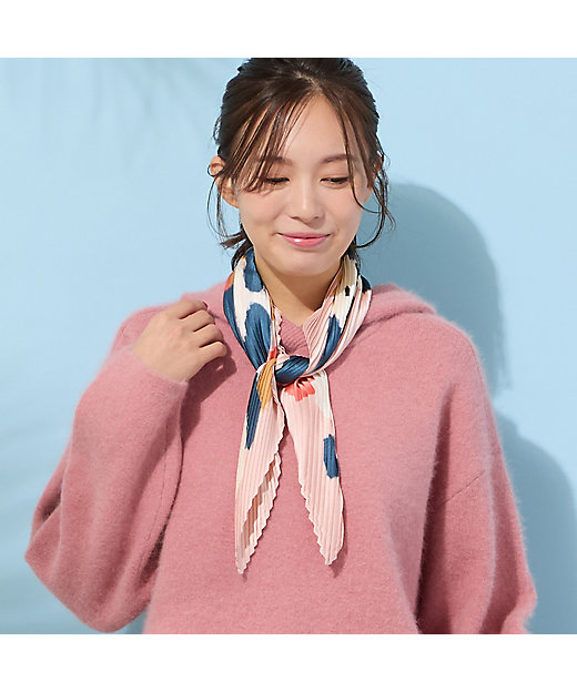 手洗いOK】マルチカラープリント・プリーツストール