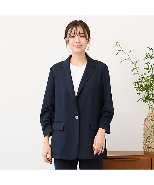 紫外線防止・セットアップ対応】ピークドラペル・ギャザースリーブ