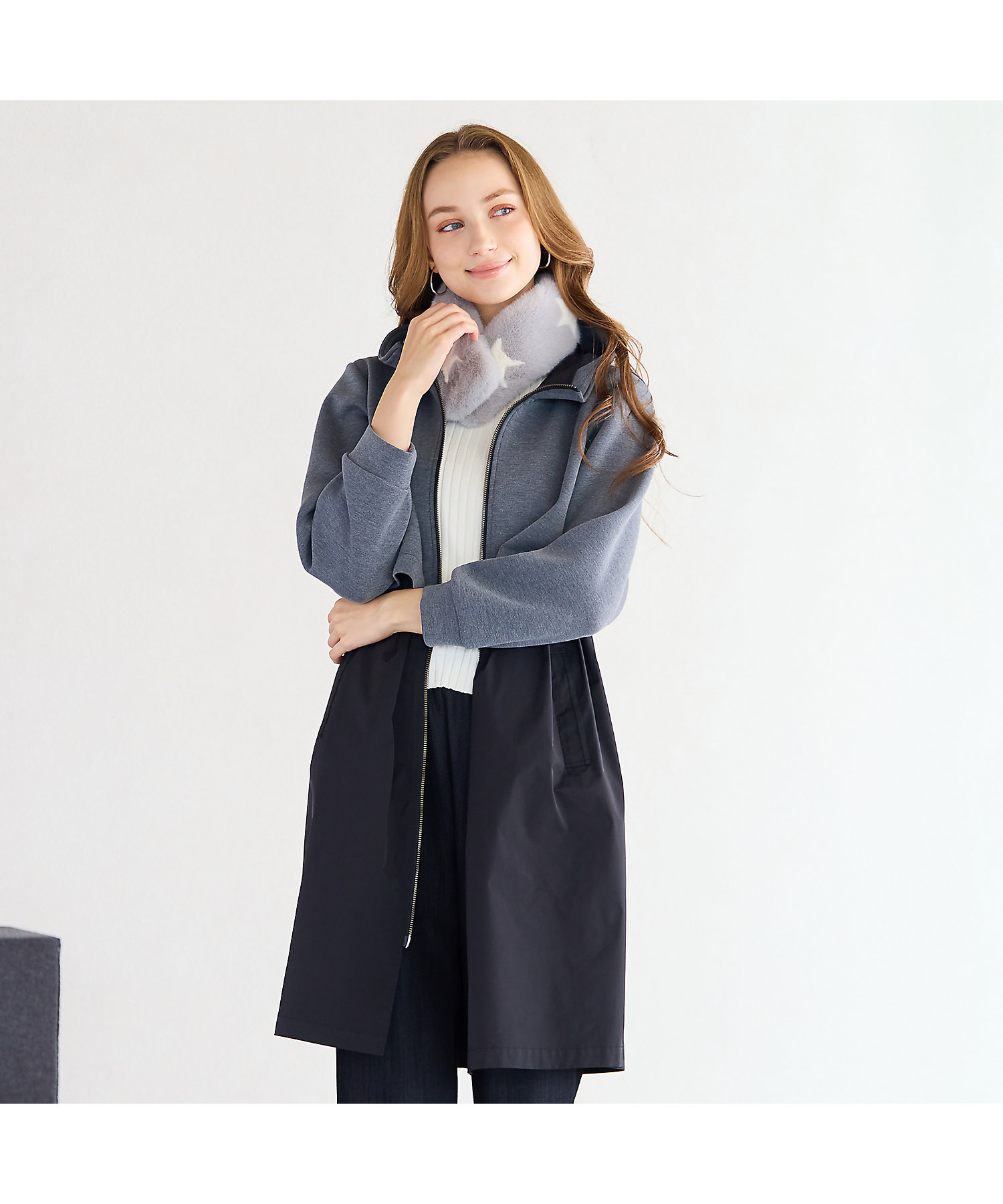 ダンボール×タフタ切り替えコート（73075561） | Liliane