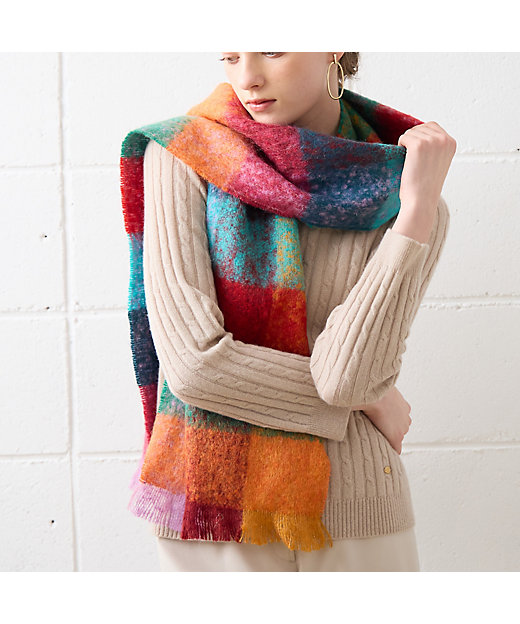 フランス製 シャギーチェックストール（73166401） | Liliane