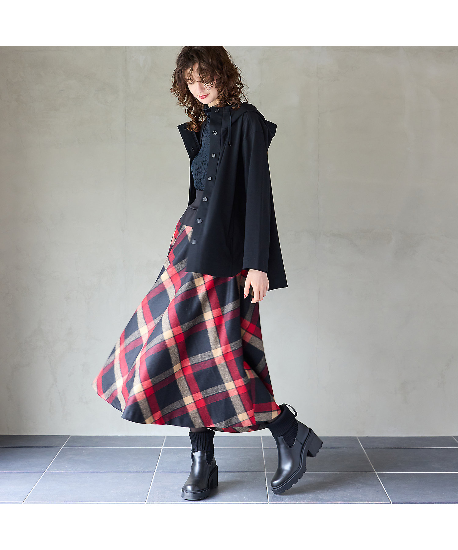 インポート素材】チェックフレアスカート（81046508） | R-ISM