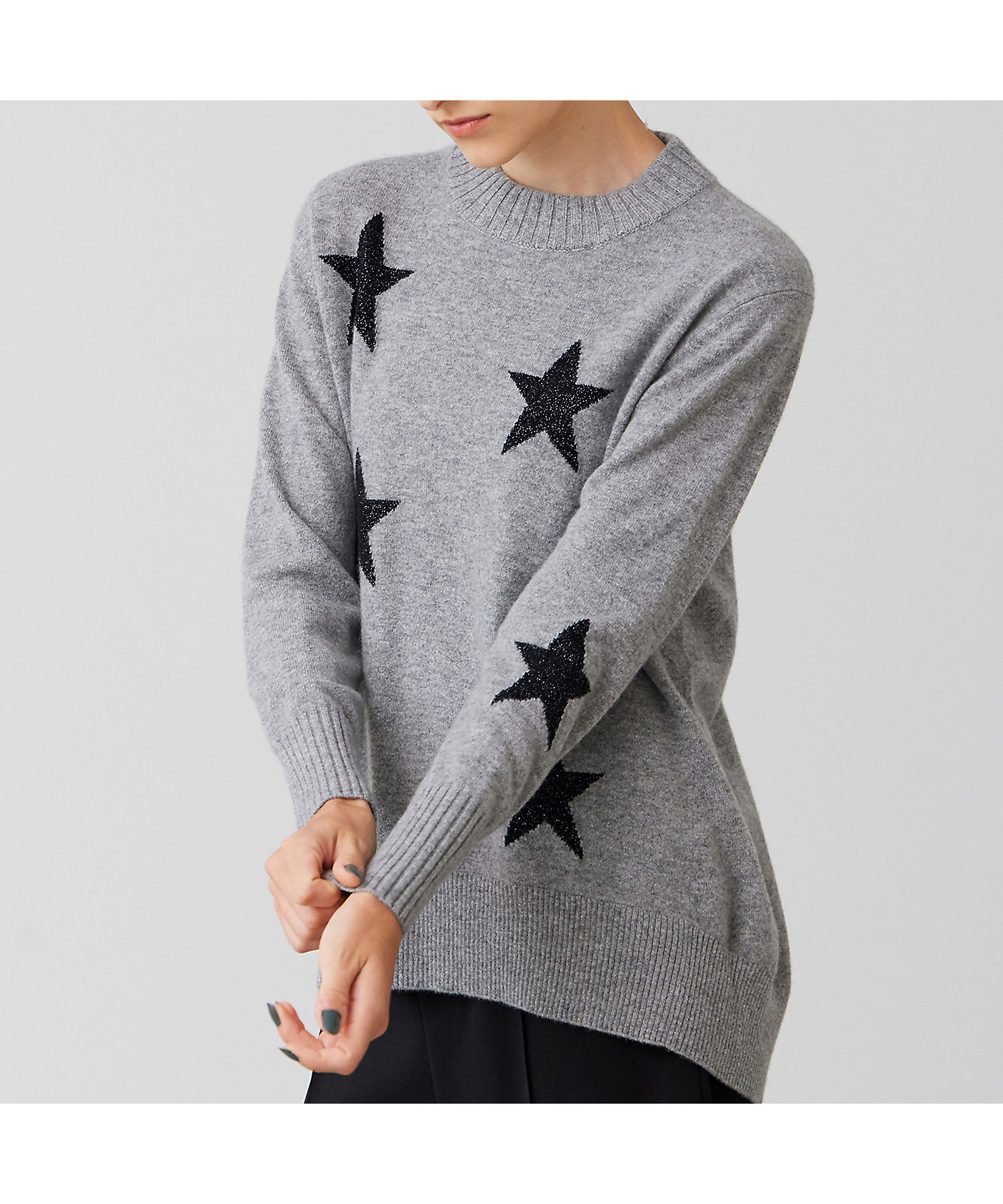 カシミヤ100％スターインターシャニット（81136414） | R