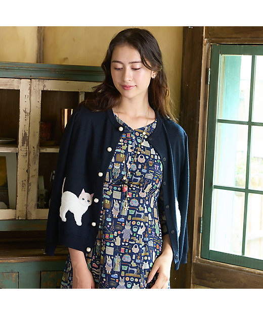 ネコアップリケニットカーディガン（82136402） | Rose Tiara