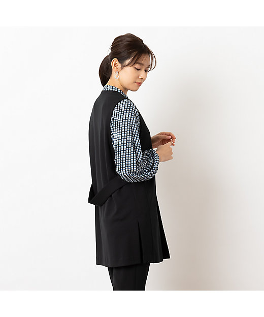 洗える・セットアップ可能】Vネックロングジレ（12001531