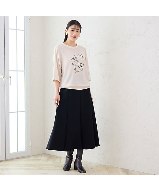 3L／4Lサイズあり】ダンボールニットAラインスカート