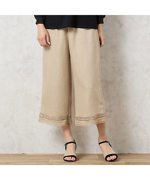 一部店舗限定】レーヨン麻 裾レースパンツ（21053509
