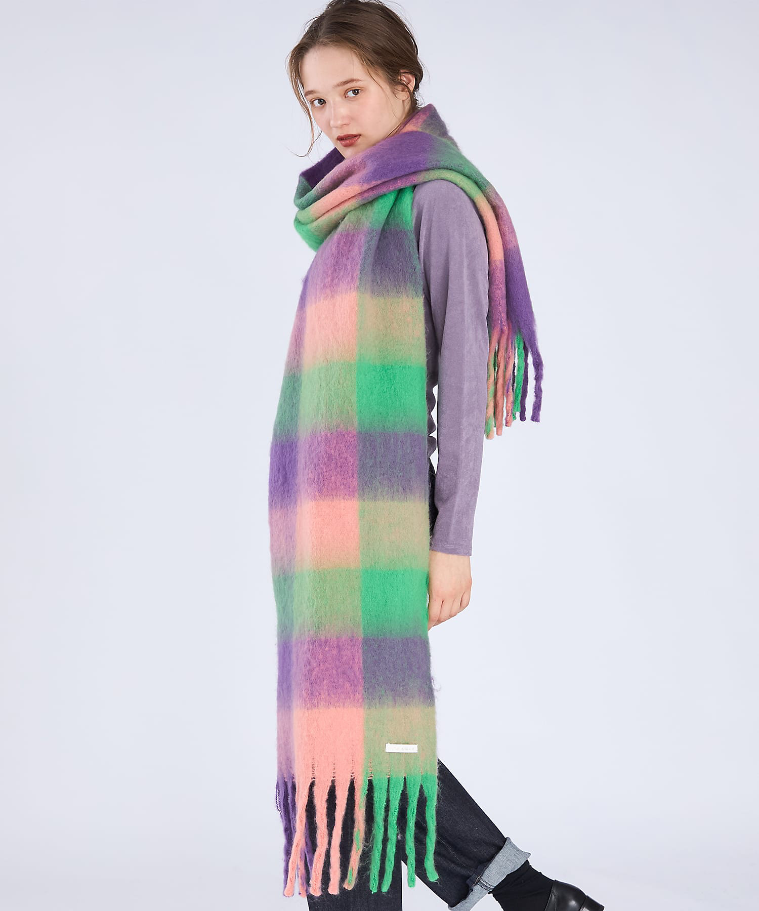 WEB限定 ブロックチェック ストール（6512WY961550