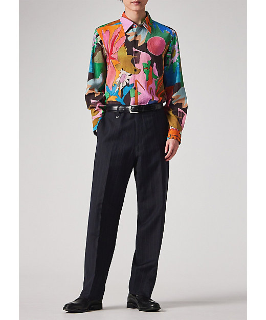 River Collage” プリント 長袖シャツ