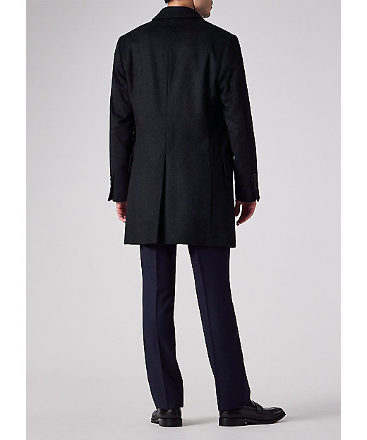 ヘリンボーン ウールカシミヤ ステンカラーコート