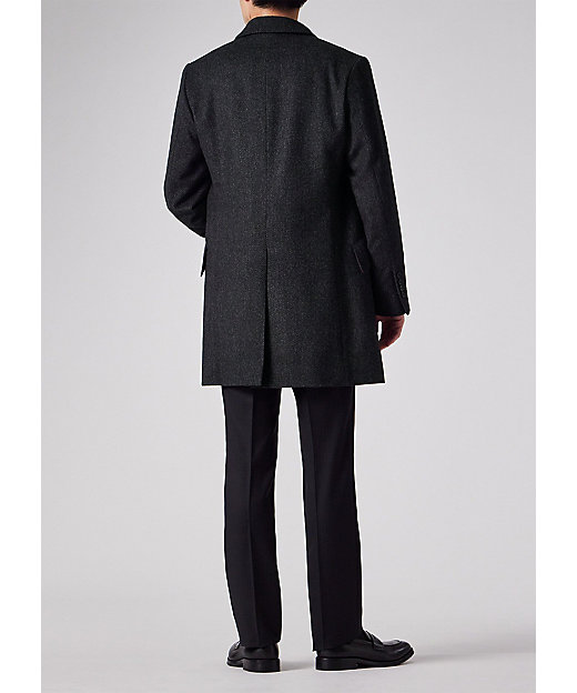 ヘリンボーン ウールカシミヤ ステンカラーコート