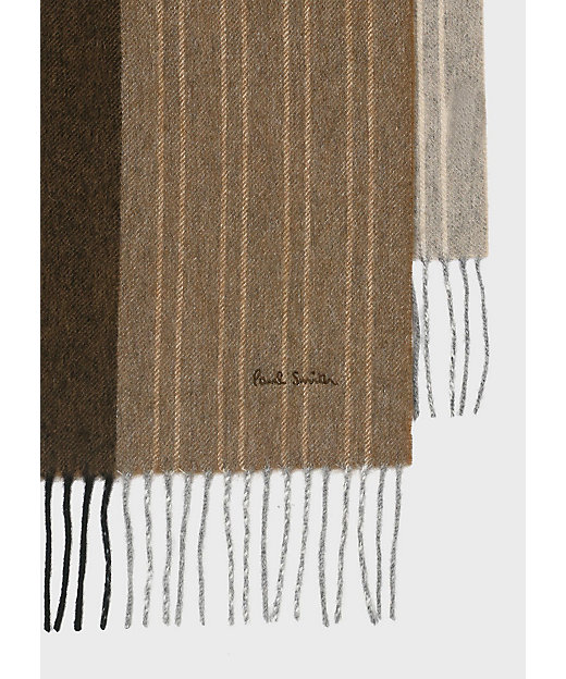 カラーブロッキング ストライプ カシミヤブレンド マフラー