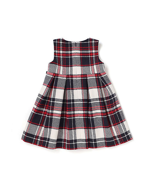 ウールチェックサイドリボン付きジャンパースカート 1723ー