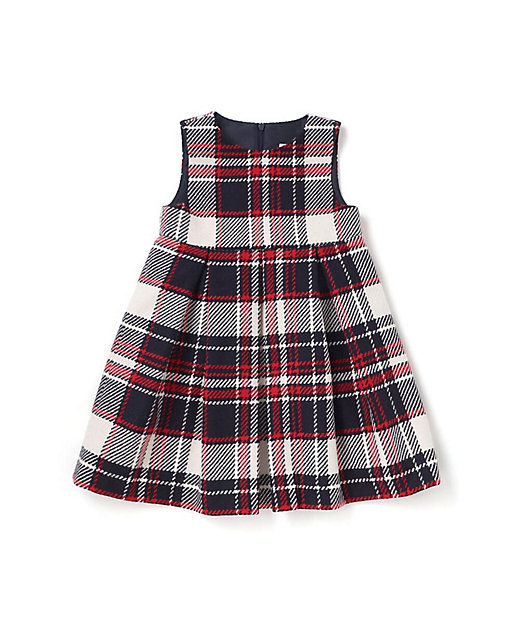 ウールチェックサイドリボン付きジャンパースカート 1723ー