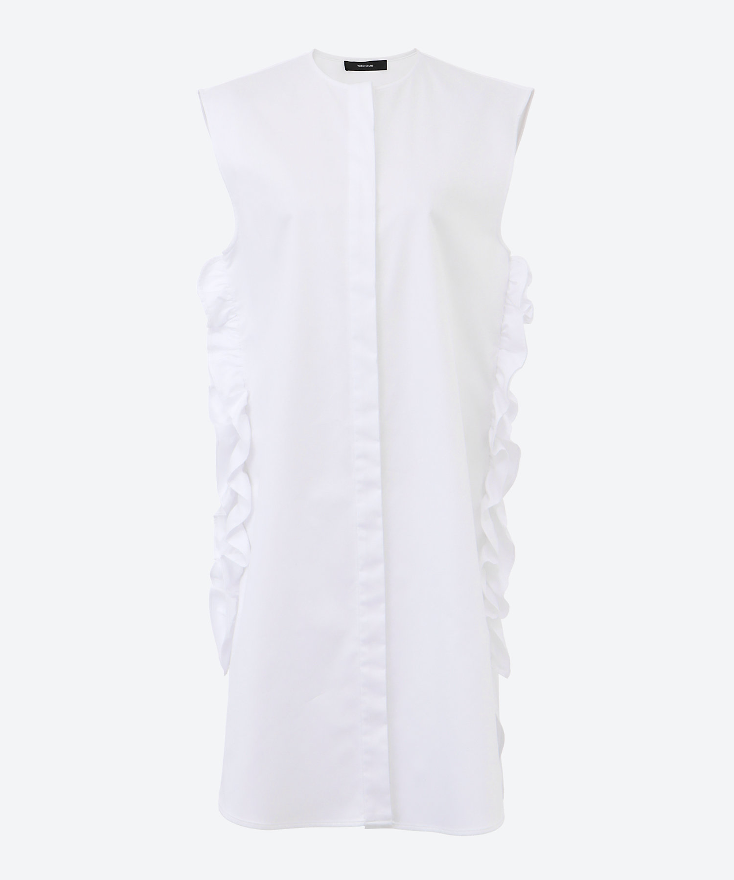 ノースリーブサイドラッフルコットンロングブラウス YCB―225