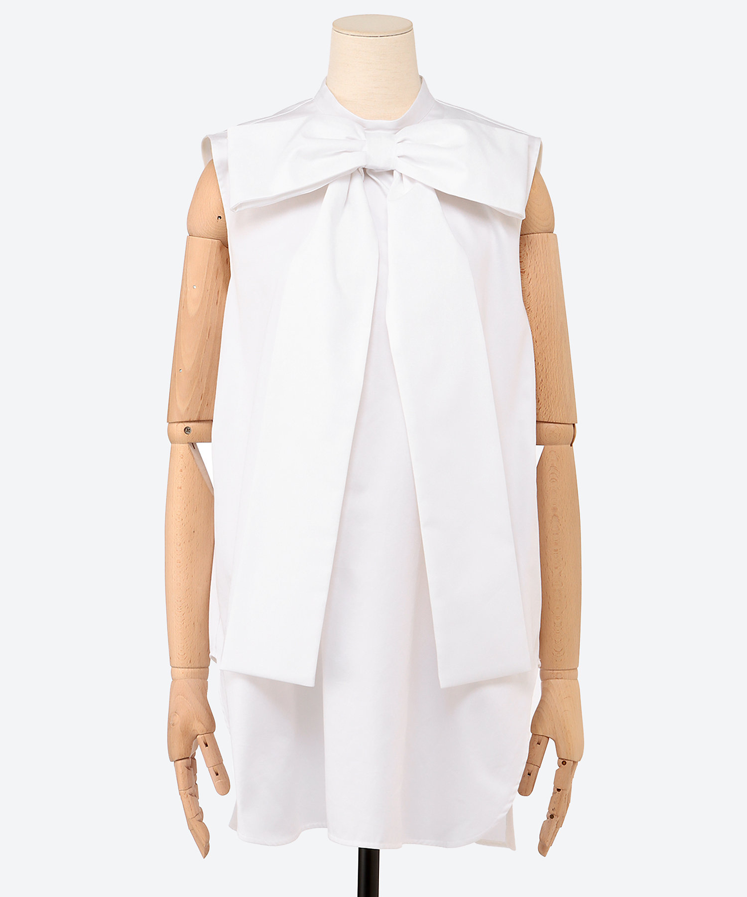 ボトルネックロングリボンコットンブラウス YCB－225－480