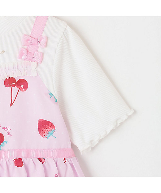 イチゴチェリードット柄 ドッキングワンピース＆ブルマセット