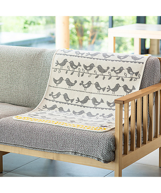 シュニールコットンミニブランケット バーズ グレー | KLIPPAN