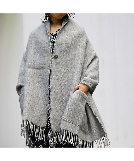 ウールストール ゴットランドグレー 2ポケット ボタンつき グレー