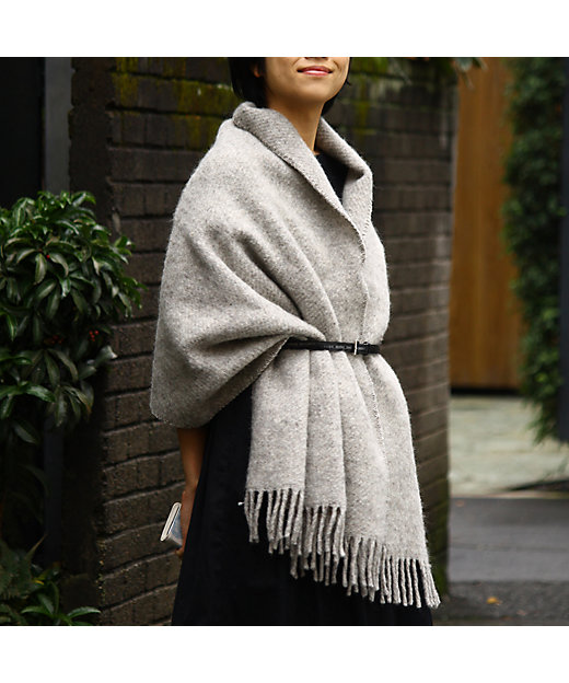 ウールストール ベーシックウール ライトグレー（2ポケットボタン付き