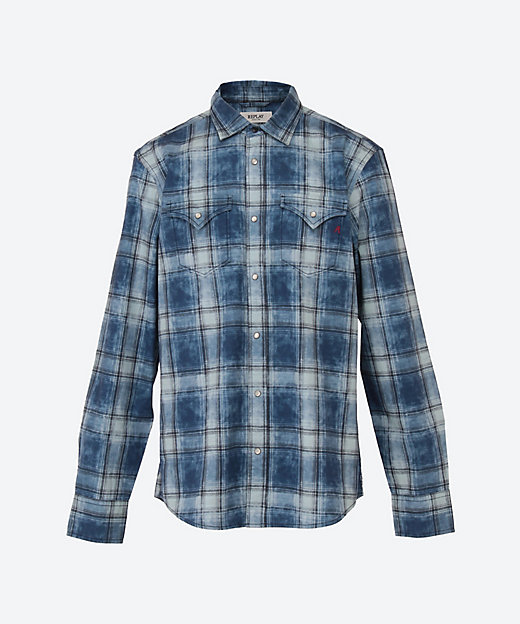 チェック柄インディゴデニムシャツ M4860C．000．52770