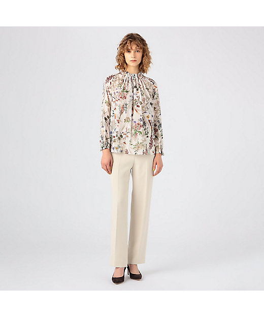 インクリーズフラワープリント ネックタックブラウス | maison