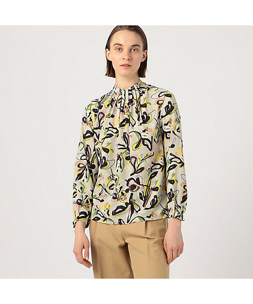 グミフラワープリント ネックギャザーブラウス | maison TOMORROWLAND