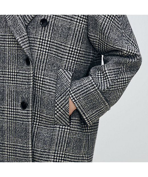 ウールカシミヤグレンチェック ダブルブレストコート | maison