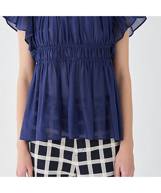 コットンシルク シャーリングラッフルスリーブブラウス | maison