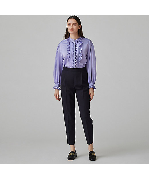 コットンシルクサテン フリルブラウス | maison TOMORROWLAND/メゾン