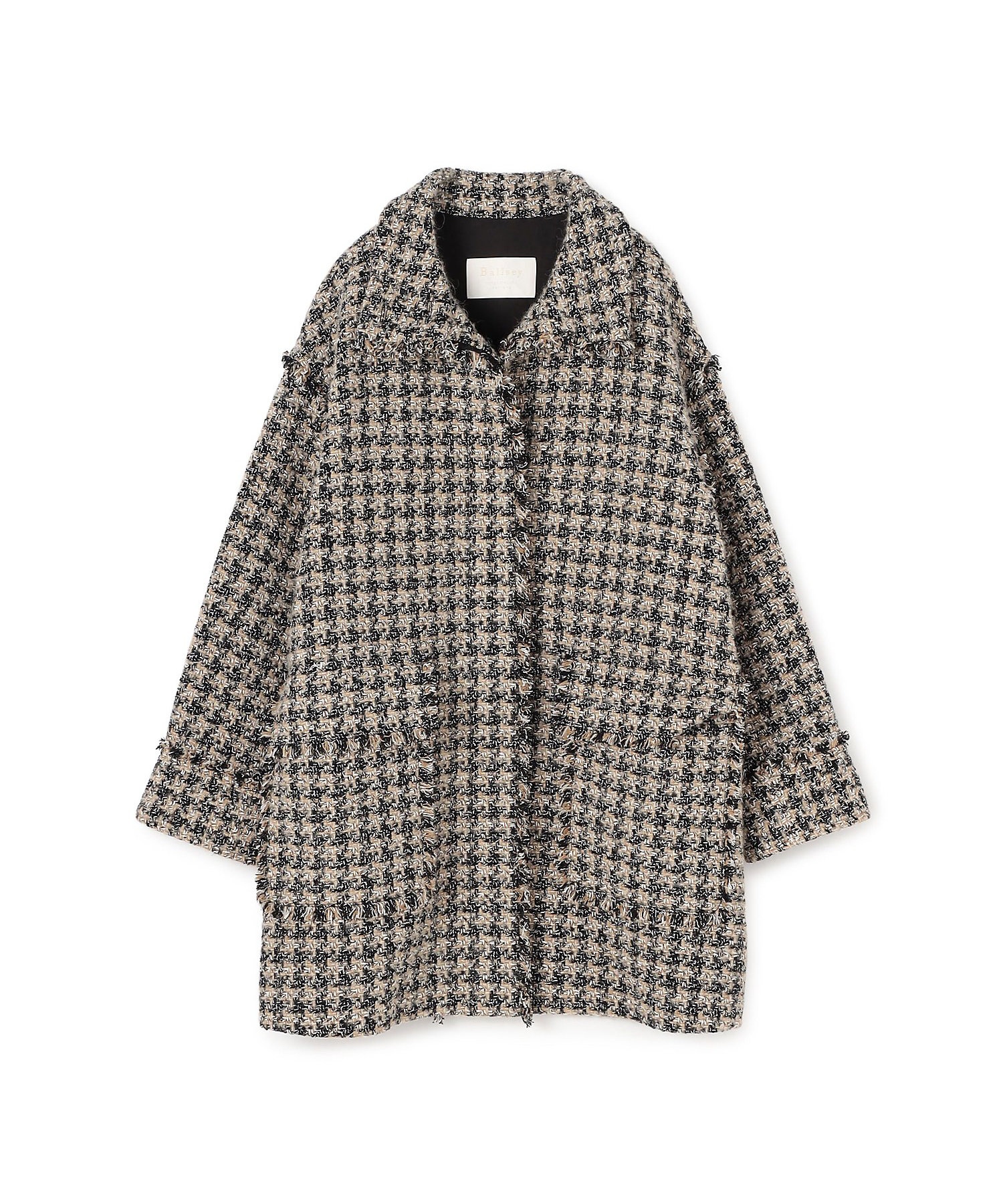ミックスハウンドトゥースツイード スタンドカラーコート | maison