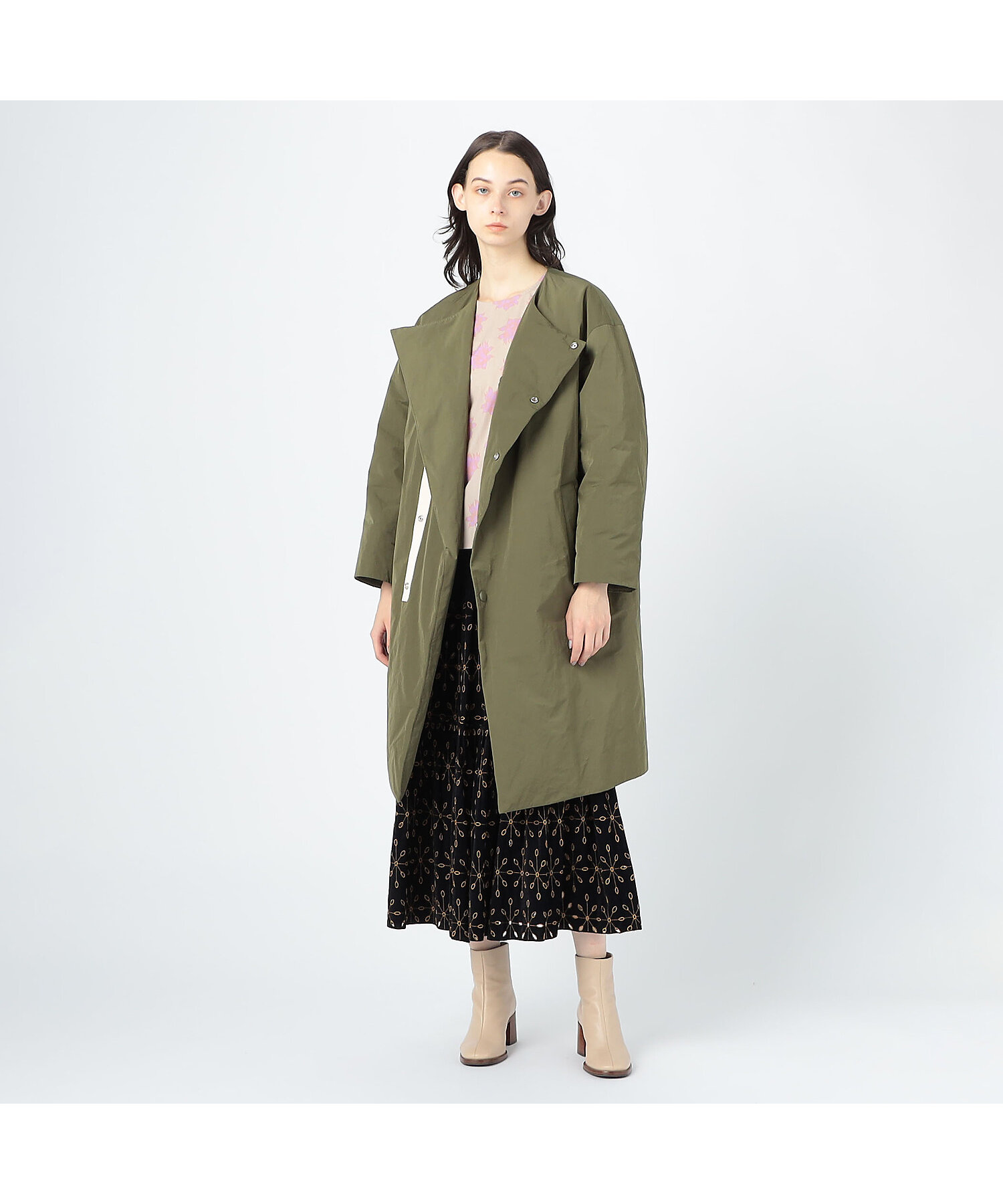 ポリエステルコットンダウン ノーカラーコート | maison TOMORROWLAND