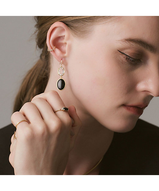 ゴールドクォーツ／ジェットピアス | agete/アガット | 三越伊勢丹